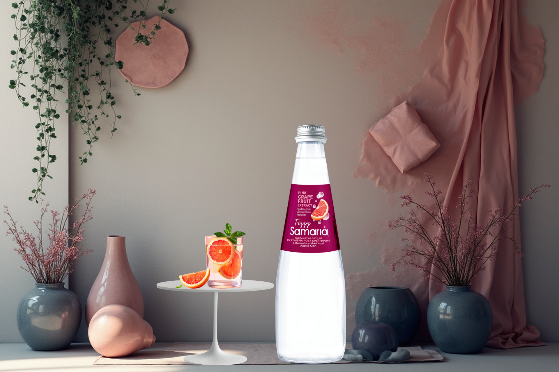 Samaria Glass Sparkling Water with Pink Grapefruit (24x330ml)